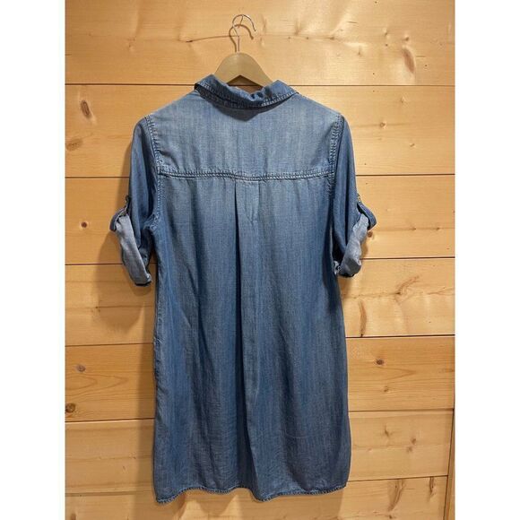 Cloth & Stone Anthropologie Chambray V Neck Shirt Dress S - Picture 6 of 8